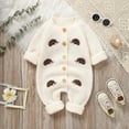 thumbnail image 2 of Onesies Boy Animals Knit Romper Sweater Long Sleeve Button Down Jumpsuit Baby Onsies Beige 0 Months-3 Months, 2 of 7