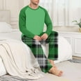 thumbnail image 7 of purcolt Men's Pajama Set Comfy Long Sleeve Top & Pajama Pants Color Block Plaid Pjs Sleepwear 2 Piece Lounge Sets, 7 of 7