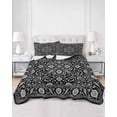 thumbnail image 2 of Quilts Twin-XL Size Bedding Set, Black Paisley Boho Lightweight Quilted Comforter, Abstract Art Floral Aesthetic Soft Reversible Bedspread Coverlet with Pillow Covers for All Season, 68" x 98", 2 of 7