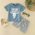 thumbnail image 2 of Toddler Boy Clothes Cow Letters Prints Short Sleeve Tops Shorts 2Pcs Outfits Clothing Sets,Size 6 Months-12 Months, 2 of 4