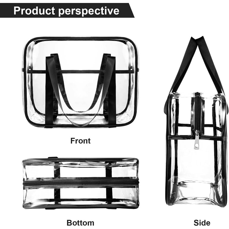 Gisneze Clear Cosmetics Bag Transparent Tote Bag Thick PVC Zippered Toiletry Carry Pouch Waterproof Makeup Artist Large Bag Diaper Shoulder Bag Beach