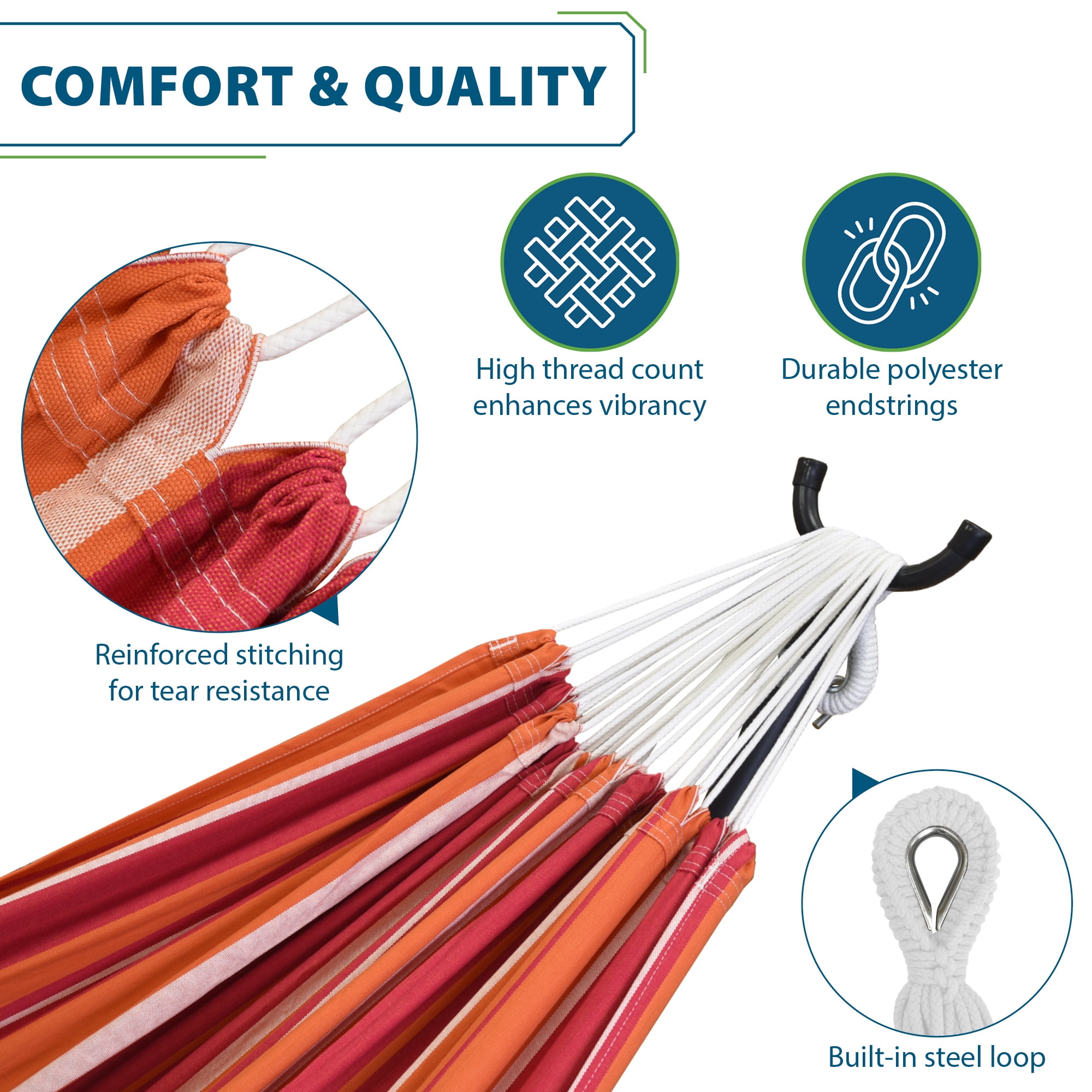 Vivere Double Cotton Brazilian Style Hammock -Mimosa