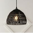thumbnail image 6 of JONATHAN Y Campana 10.25" 1-Light Bohemian Modern Woven Rope/Iron LED Pendant, Black, 6 of 8