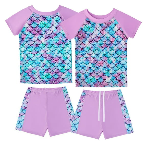 KYAIGUO Kids Toddler Girls Swimsuit Bathing Suits Teen Girls' Swimsuit Two Piece Girls Water Sport Shorts Swimsuit Kid Swimsuit 5-12Years