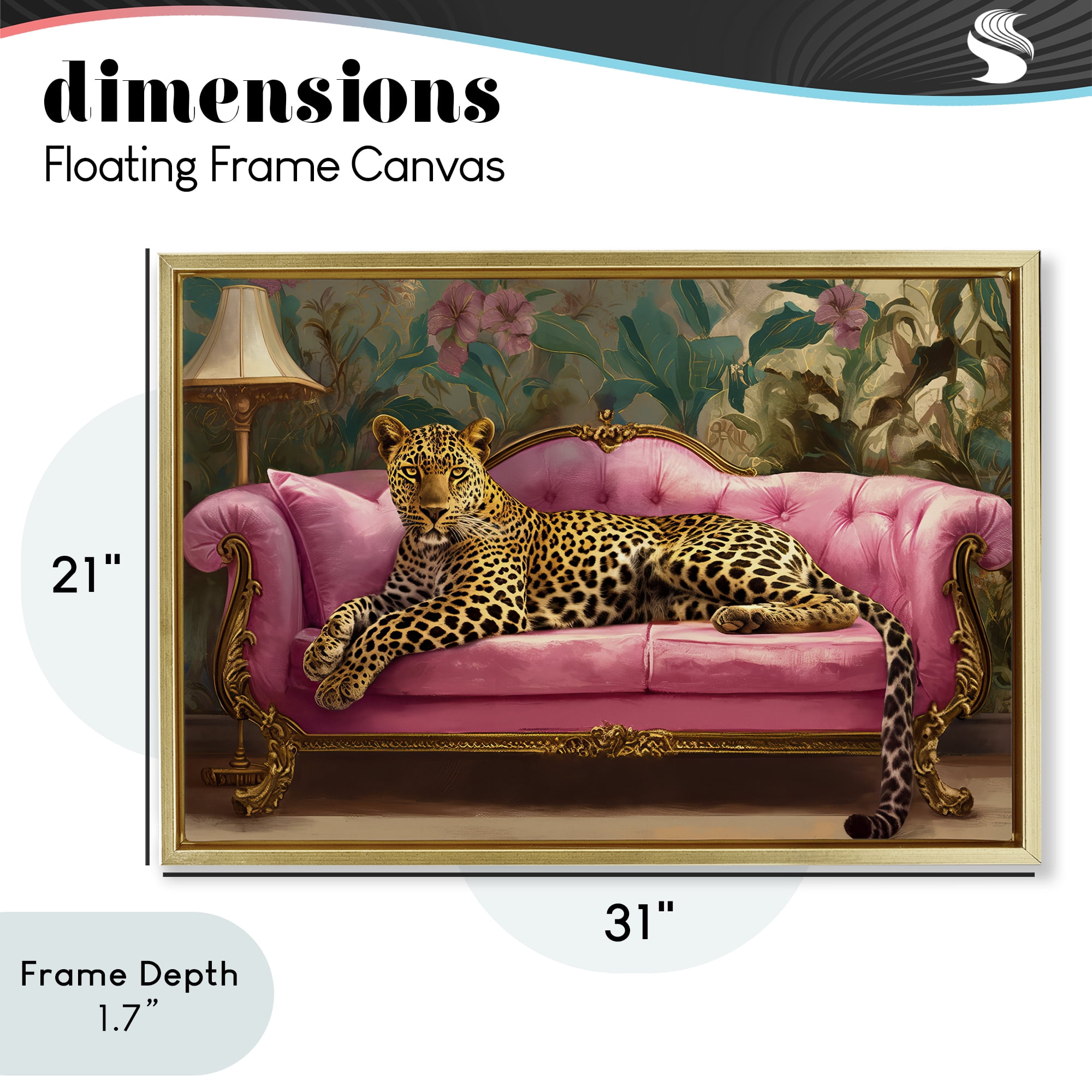 Stupell Industries Exotic Lounging Leopard Gold Framed Floater Canvas Wall Art, design by Tina LeCour