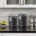 thumbnail image 2 of Stainless Steel Kitchen Canister 47 Fl Oz  Black - Airtight Clamp Lid Clear See-thru Top Ideal For Storage Food Pantry Storage. Large Size 5" X 6"., 2 of 7