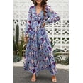 thumbnail image 3 of ZANKLEY Womens Casual Boho Floral Printed V Neck Long Sleeve Maxi Dress for Spring Summer Vacation, 3 of 10