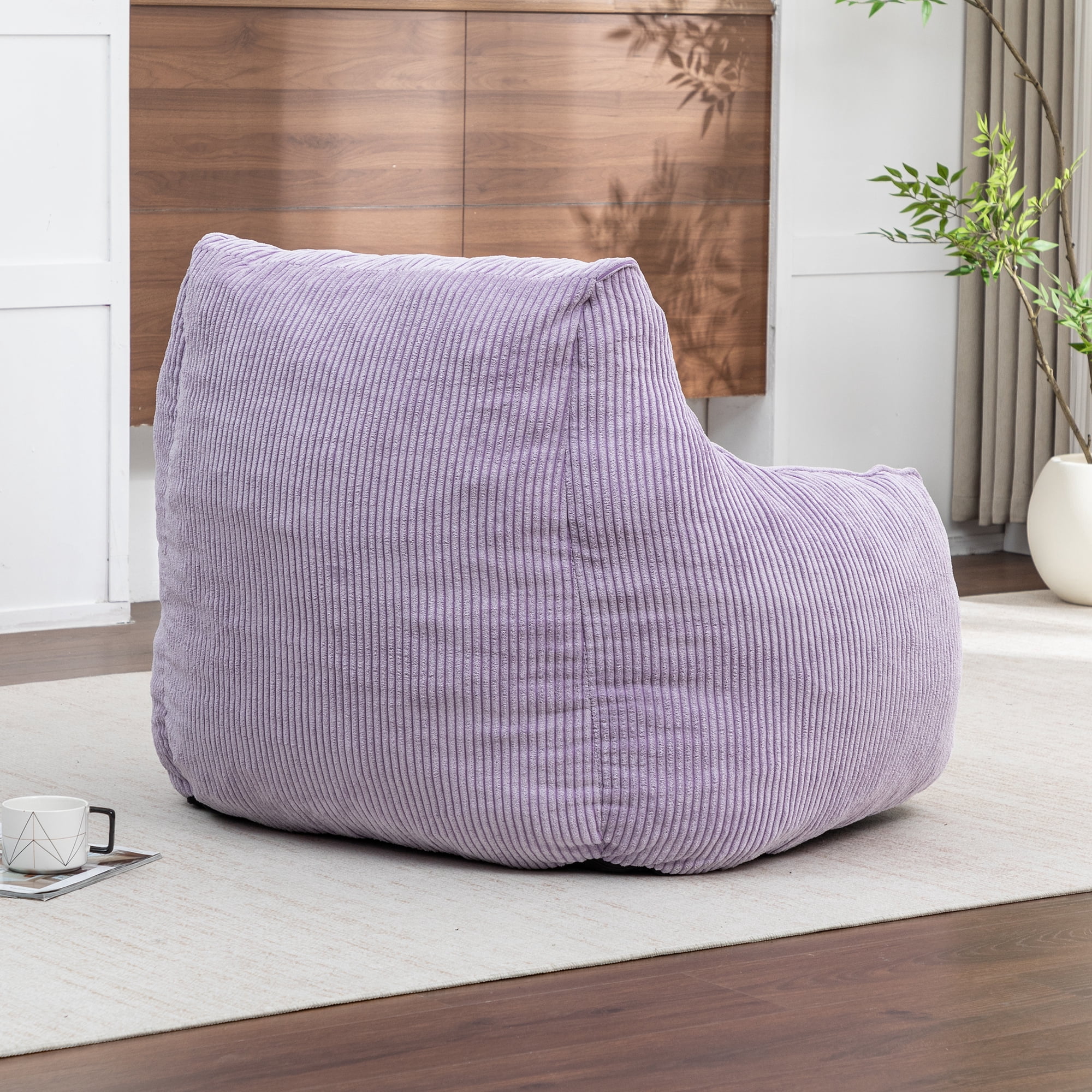 Giant Bean Bag Chair Sofa for Adults and Teens - Comfy Corduroy Large Bean Bag with Armrests for Bedroom, Living Room, Adult Lazy Sofa Couch Chair with Filler Included