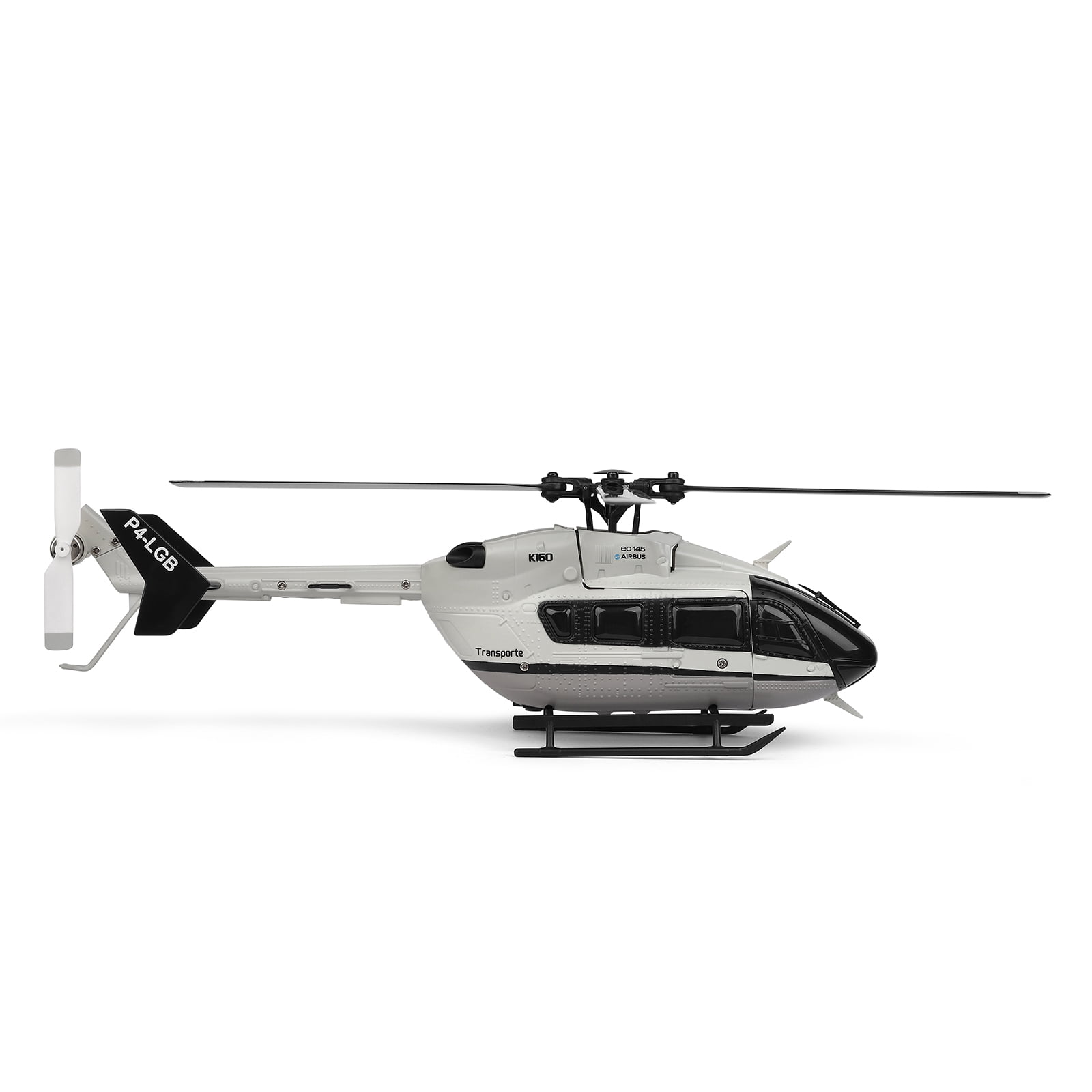 Bruce&Shark RC Helicopter WL K160, 6-Axis Gyro 1:32 Scale EC-145 160-Class 4CH 2.4GHz Flybarless Aircraft with Altitude Hold & One-Key Take Off/Landing & Adjustable Throttle – RTF