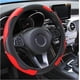 thumbnail image 1 of Funda para volante de coche de piel de fibra de carbono, universal, 15 pulgadas, ajuste, furgonetas, sedanes, coches, camiones (rojo alegría), 1 of 5
