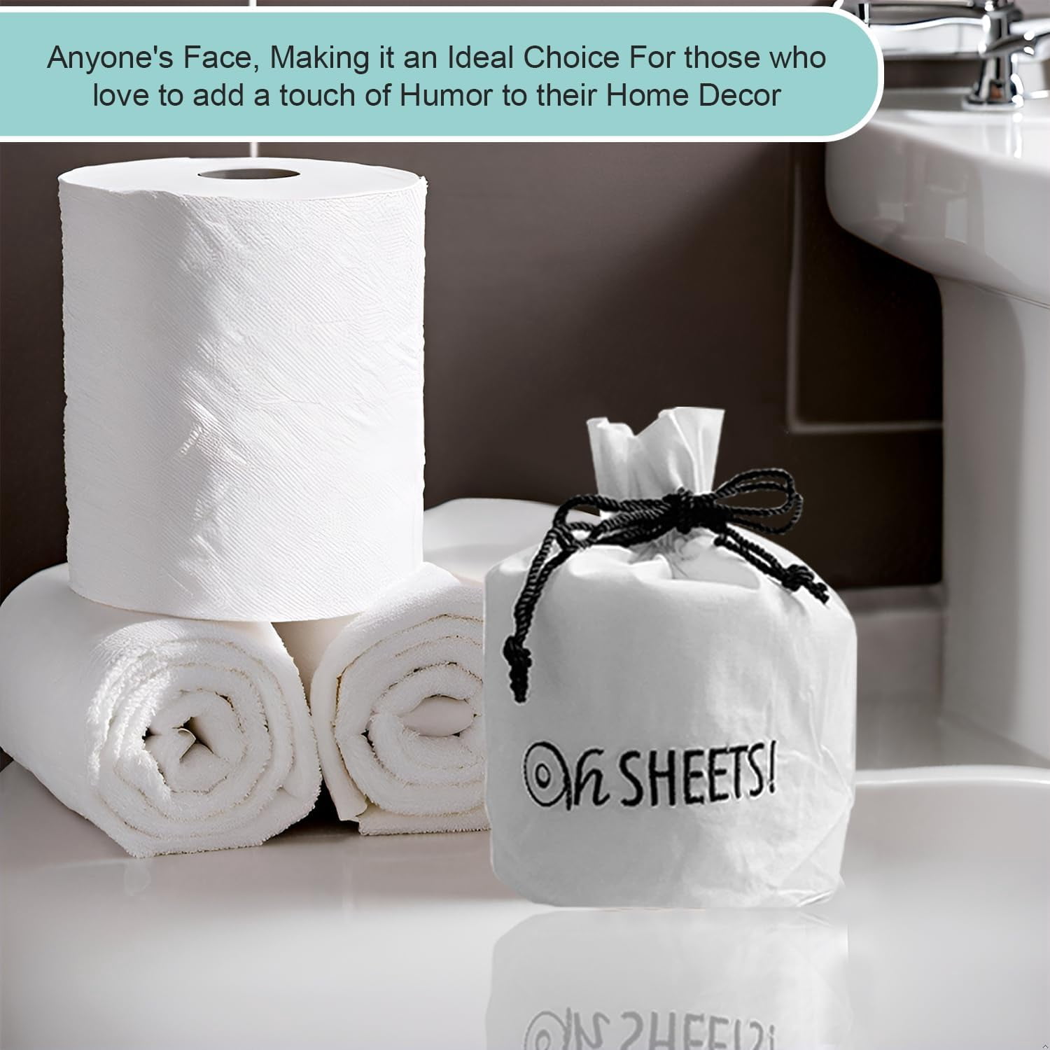 Born Uncommon Toilet Paper Roll Cover - 9" x 5.5" Reusable Cotton Toilet Paper Cover with Drawstring Closure – Decorative Bathrooms Tissue Roll Storage Bag