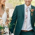 thumbnail image 5 of Men's Abstract Floral Necktie - Modern Watercolor Botanical Satin Wedding Tie, 5 of 6