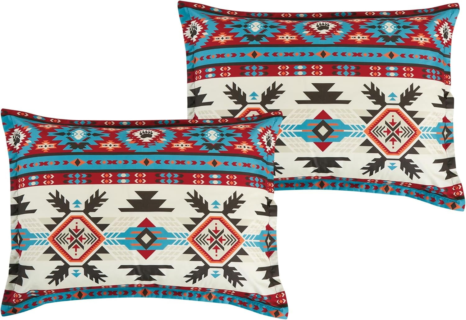 Chezmoi Collection Tona 2-Piece Southwestern Geometric Motif Comforter Set, Multicolor Red Brown Blue Cream Printed Washed Microfiber Bedding, Twin