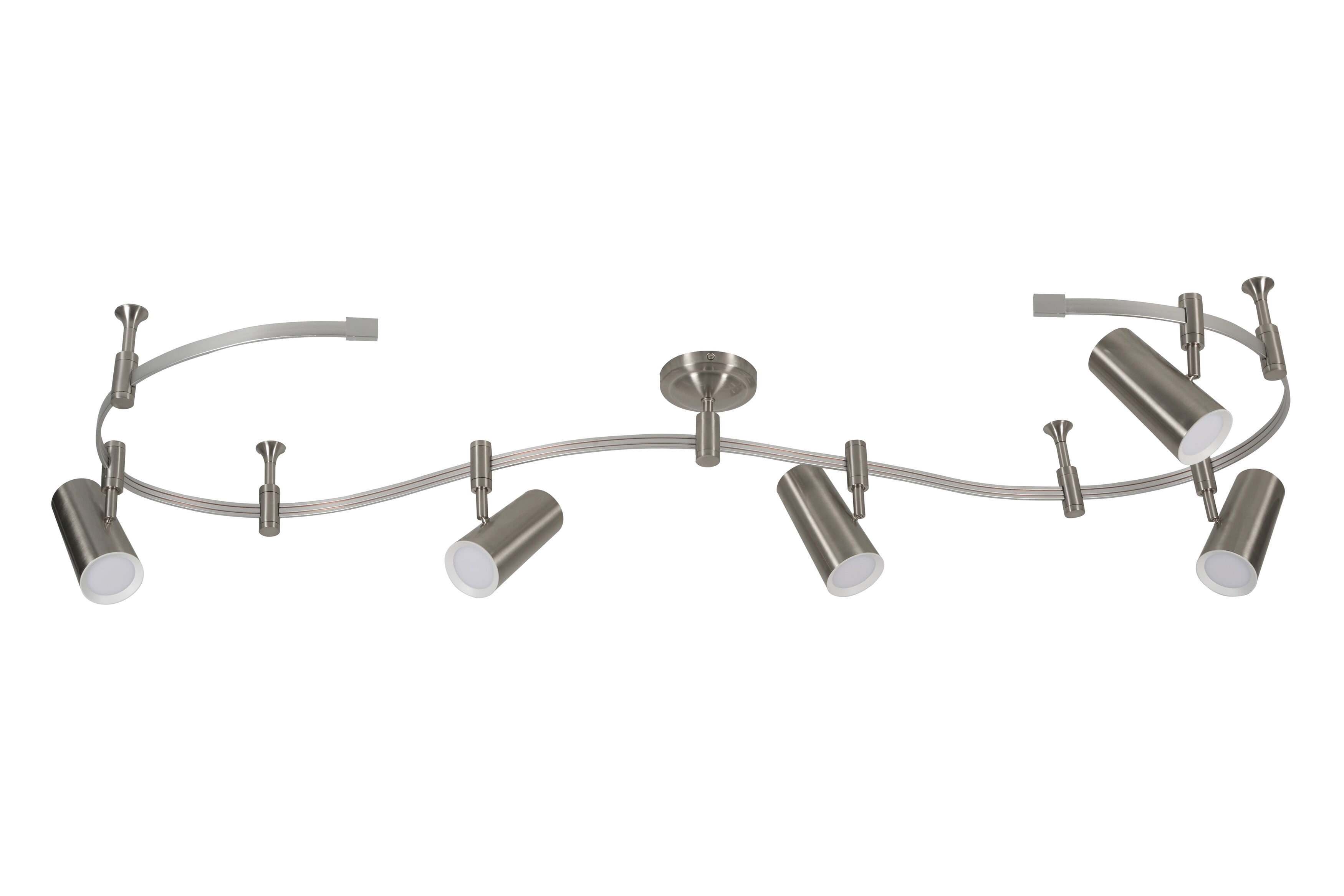 Catalina Lighting Ellipse Flex Track 5-Light Dimmable LED Track Light with 8' Adjustable Track Rail Modern Light Fixture for Kitchen, Living Room, Bedroom, or Office, 3000K, Brushed Nickel