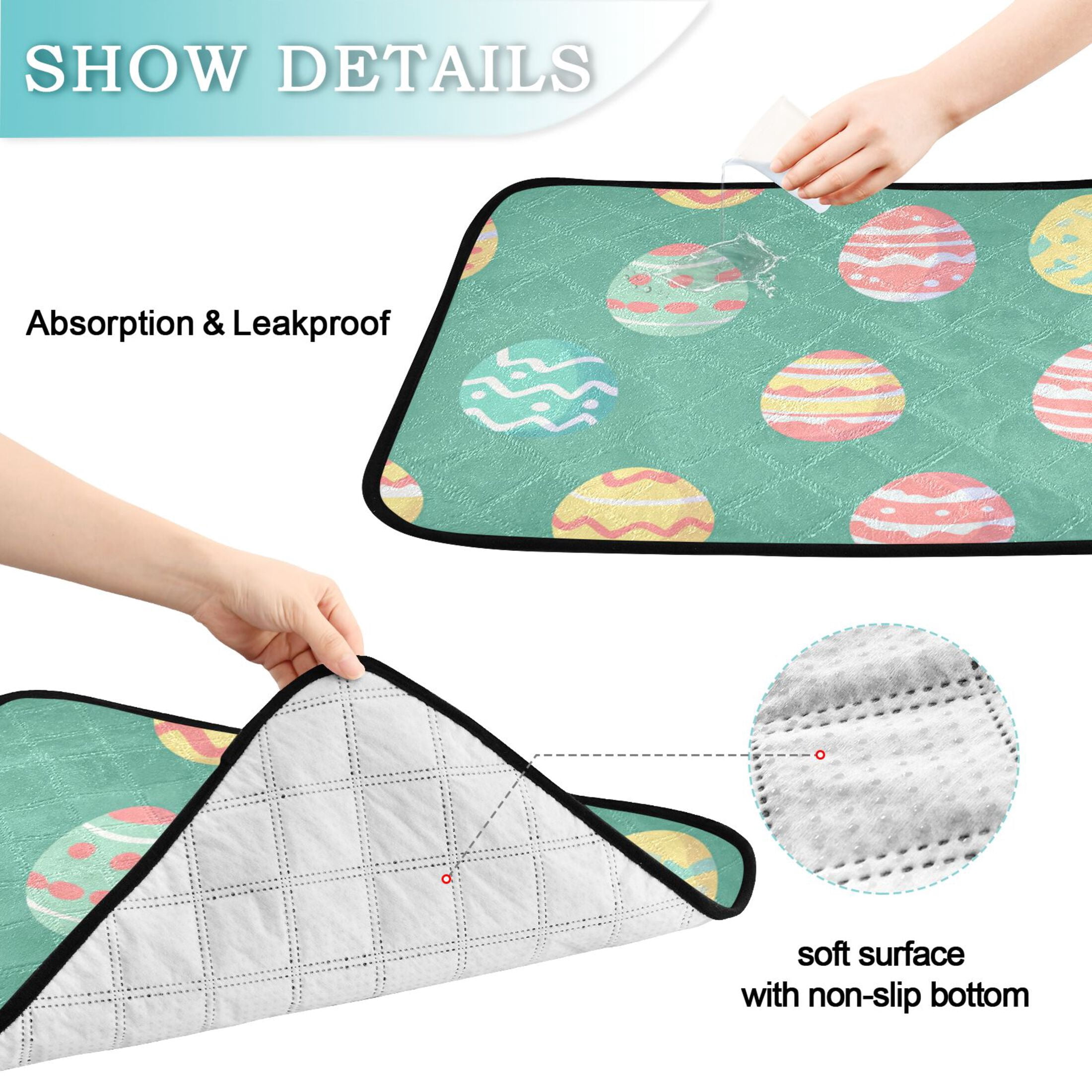 Qxltty A Pattern Of Colorful Easter Eggs Cat litter Pads Pet Set of 3 Diaper Mats Center Anti-leakage Layer Absorbent Soft and Comfortable