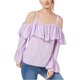 thumbnail image 1 of INC Blusa con volantes y hombros descubiertos para mujer, Púrpura, XS, 1 of 1
