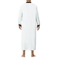 thumbnail image 3 of INSPIRE CHIC Men's Nightshirt Contrast Color Banded Collar Long Sleeves Nightgown M White, 3 of 4