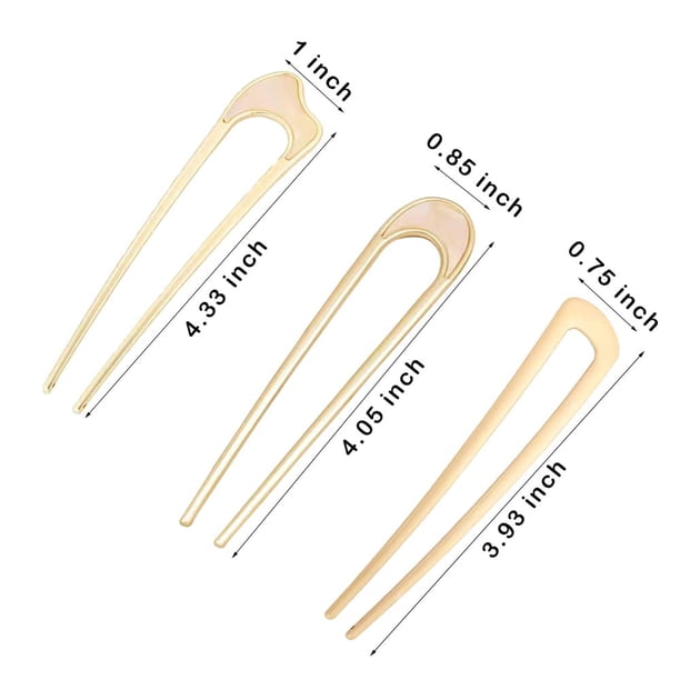 3 Pack U-Shaped Hair Pins French Hair Pin Bun Hair Sticks Chignon