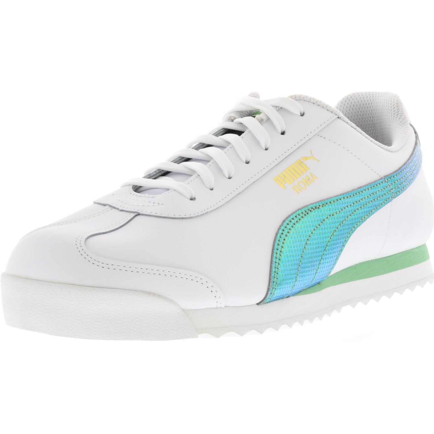 Puma Men's Roma Basic Holo White / Green Gecko Ankle-High Leather Fashion Sneaker - 11.5M - image 1 of 6