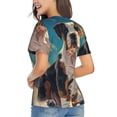 thumbnail image 3 of Vsdgher Colorful Sky Puppy Women Shirts V Neck Short Sleeve Tops T-Shirt Basic Tees, S to 3XLMedium, 3 of 5