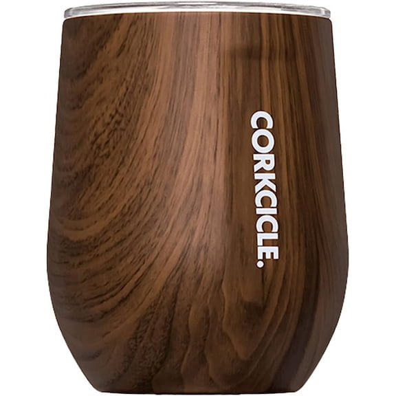 Corkcicle Origins 12oz Stainless Steel Stemless Cup & Lid, Walnut Wood