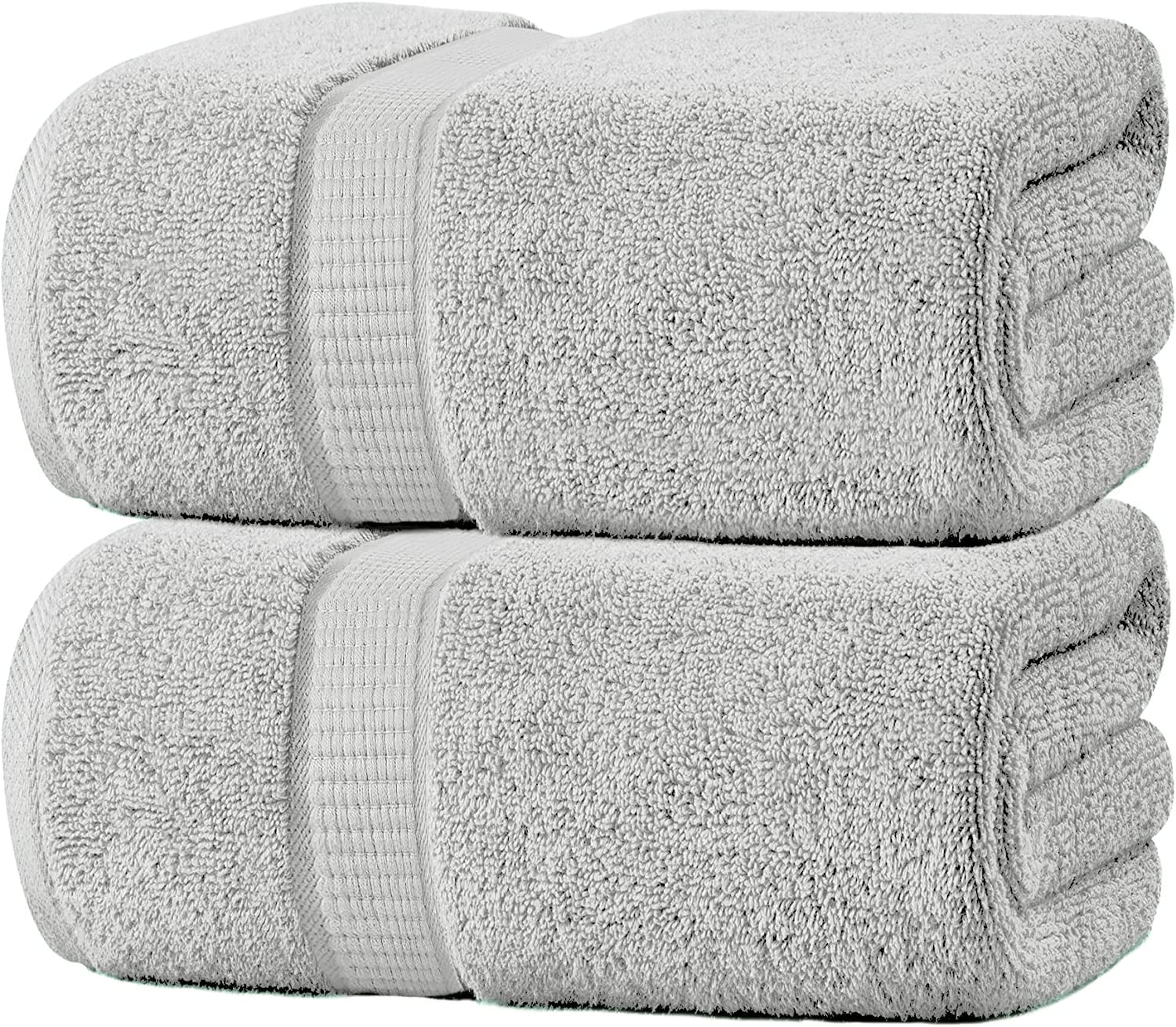 Oakias 2 Pack Luxury Bath Sheets Light Grey 35 x 70 Inches Highly Absorbent & Soft 600 GSM