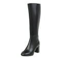 thumbnail image 2 of Mepaouo Women's Leather Tall Boots Square Toe Heel Knee High Boots with Side Zip(Black,7.5), 2 of 6