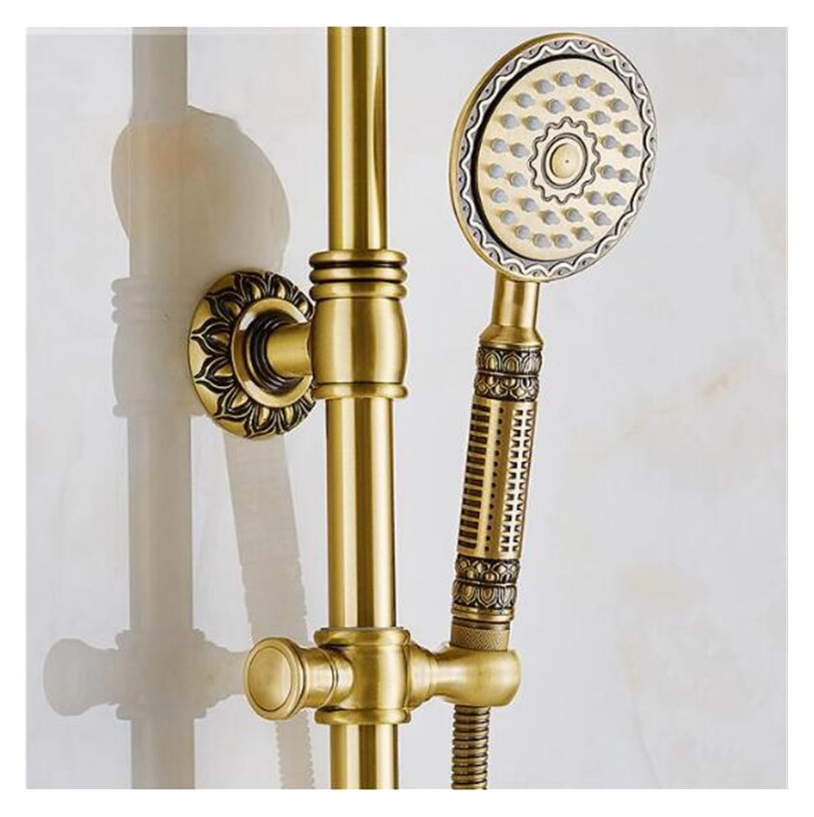 Antique Brass Carving Rainfall Shower Sets Faucet Mixer Tap Tub Faucet Brass Bath &amp; Shower Faucet Set Bathtub Faucet ,360° Swivel Spout