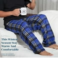thumbnail image 2 of Active Club Mens Fleece Pajama Pants Big and Tall - Plaid Mens Pajama Bottoms - Mens Lounge Pants with Pockets - Men's Sleepwear (Navy/Royal Blue, 3X), 2 of 5