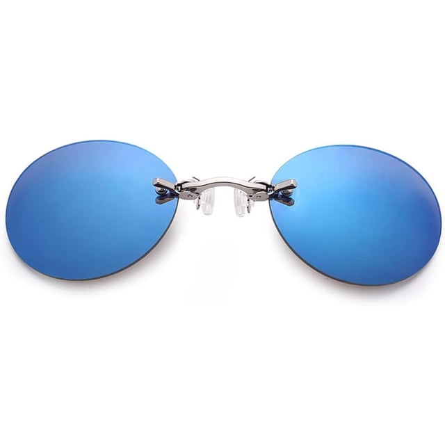YAMEE Retro Round Clip-On Nose Sunglasses Matrix Morpheus Movie Rimless Clamp Glasses, 4 Colors