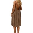 thumbnail image 2 of Horkkom Beach Dresses for Women V Neck Solid Color Backless Dresses Summer Loose Sleeveless Dresses, S-3XL, 2 of 6