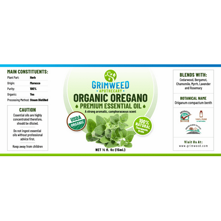 Organic Oregano Essential Oil 100% Pure, USDA Certified Organic, Undiluted, Natural Aromatherapy, Therapeutic Grade with Glass Dropper