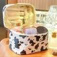 thumbnail image 4 of Travel Waterproof Women Girls Cosmetic Pouch Organizer Makeup Bag with Zipper, Cow Print, 4 of 8