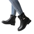 thumbnail image 4 of WEAIXIMIUNG Over The Knee Boots Small Calf Ladies Cute Fashion Bow Solid Color Flat Round Toe Square Heel Short Student Style Boots, 4 of 7