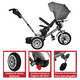 thumbnail image 5 of Carriola tipo Triciclo para Niños JOYKOO Reclinable Giratorio 360 Sonido Llanta de Goma Gris, 5 of 8