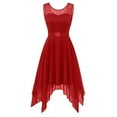thumbnail image 1 of HKEJIAOI Liquidation Robes Décontractées pour Femmes Cadeau de la Saint-Valentin Mode Décontractée Confortable Col Rond Sans Manches Robe en Dentelle Rouge, 1 of 4