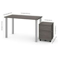 thumbnail image 3 of Bestar Universel - Desk with mobile file cabinet - rectangular - bark gray - matte silver base, 3 of 3