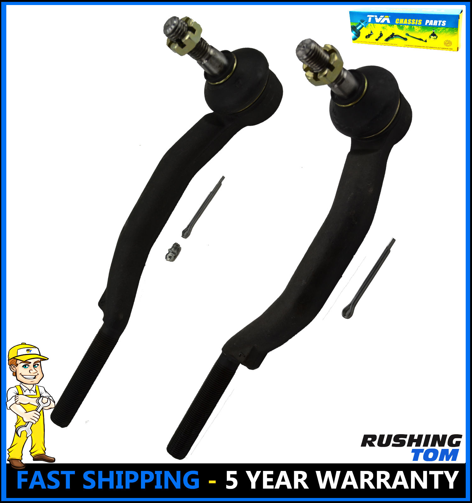 2 Front Outer Tie Rod for Chevrolet Trailblazer GMC Envoy 16mm THREAD