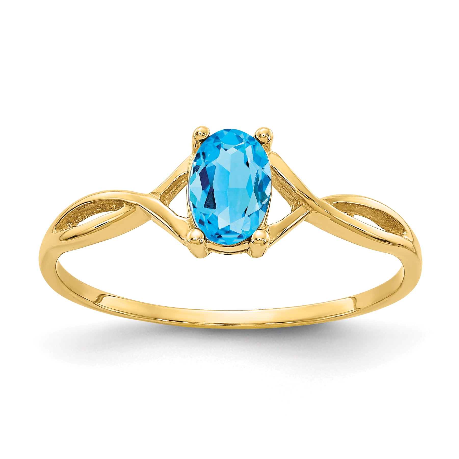 14k Blue Topaz Birthstone Ring 14k Yellow Gold Width: 1mm; Approximate