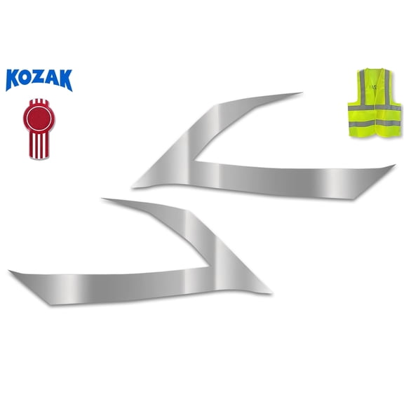 Short Headlight Chrome Trims Set (Right Passenger and Left Driver Side) Compatible with T680 Next Gen 2022 