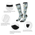 thumbnail image 3 of Xecao Flowers and Butterflies print thigh-high socks, crafted for both men and women with a stretchy, high-opaque design perfect for daily wear, 3 of 6
