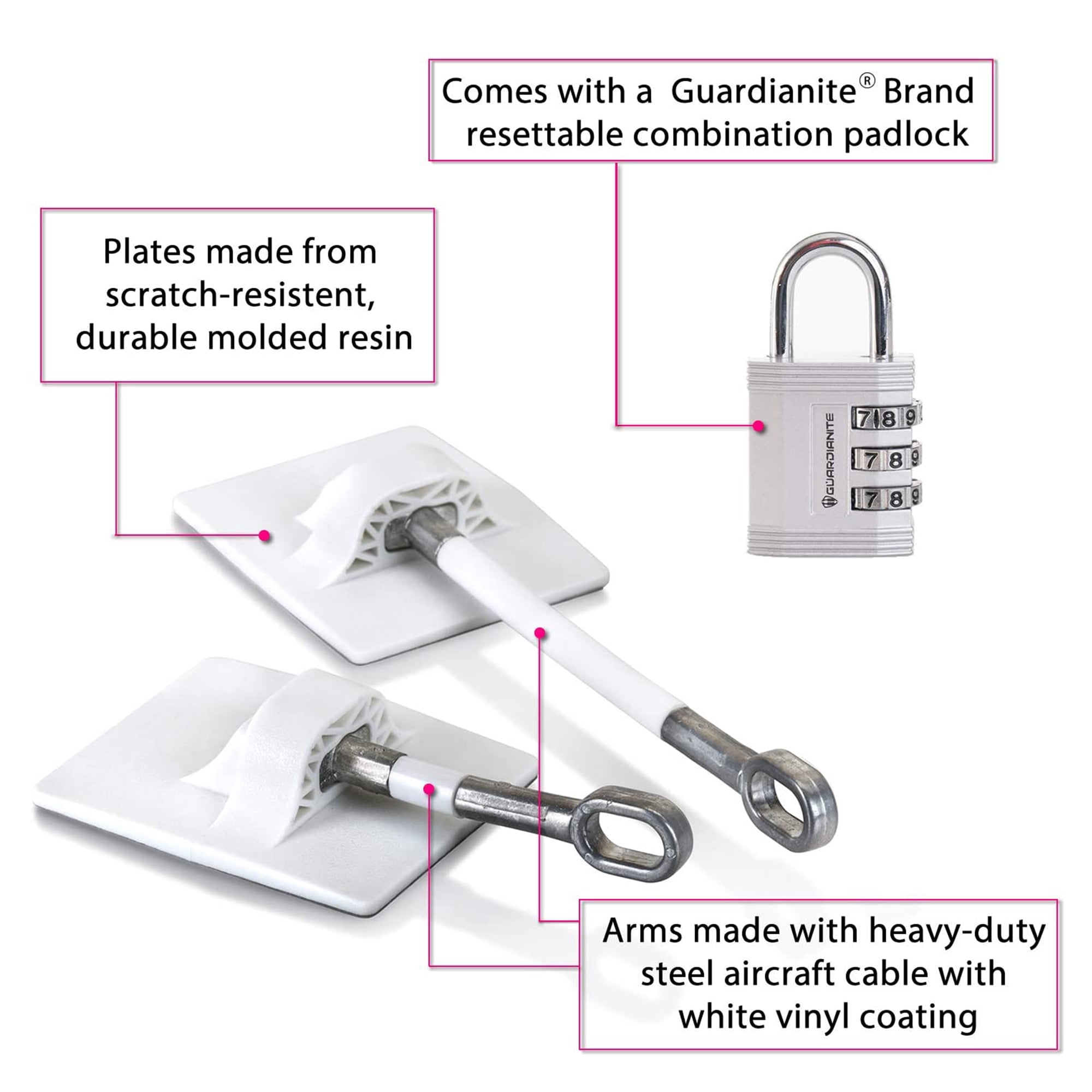 Computer Security Products Refrigerator Lock Fridge Freezer Security White with Silver Combination Padlock