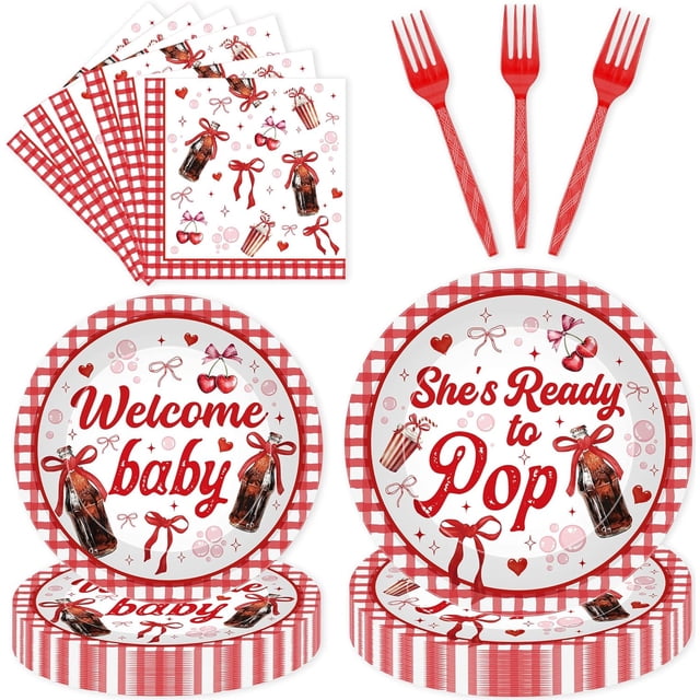 Princess Birthday Party Decorations, 96 Pcs Four Ever a Princess Plates and Napkins Forks Tableware Set, Girls 4th Birthday Party Supplies Disposable Plates Set for 24