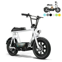 SANOPY Electric Scooter with Seat for Adults, 350W Motor up to 15 Miles Range 20 Mph, 16" Fat Tire for All-Terrain, Motorcycle Style E-Scooter for Commuting with Carry Basket, White