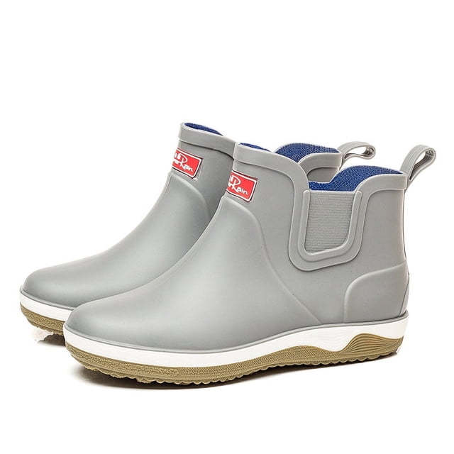 Botas de lluvia para hombre, botas de lluvia cortas y bajas, antideslizantes, para lavado de autos, zapatos de goma de terciopelo, botas de agua impermeables de moda para las cuatro estaciones