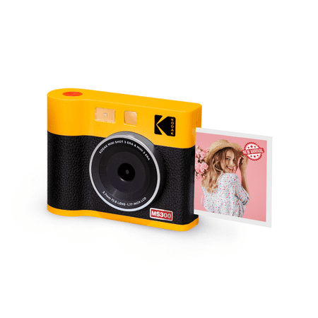Kodak Mini Shot 3 ERA 2-in-1 instant camera and printer, 3x3 inches, yellow (camera + 8 sheets)