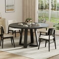 thumbnail image 2 of 47 Inch Round Dining Table for 4-6 People, Farmhouse Wood Circle Kitchen Table with Cross Base - Table Only - Black, 2 of 10
