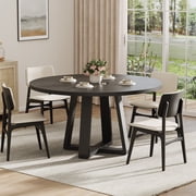 Round Dining Table for 4-6 People, 47 Inches Dining Room Table with Pedestal Base, Dinner Tables, Circle Kitchen Tables for Dining Room, Kitchen, Living Room(Table Only)