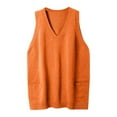 thumbnail image 4 of GEWSEY Women's Plus Size Sweater Vest V Neck Sleeveless Loose Fit Knit Pullover Tank Tops with Pockets (Orange, L), 4 of 5