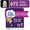 Puffs Facial Tissues Ultra Soft & Strong 56 Tissues per Box, 12 Packs